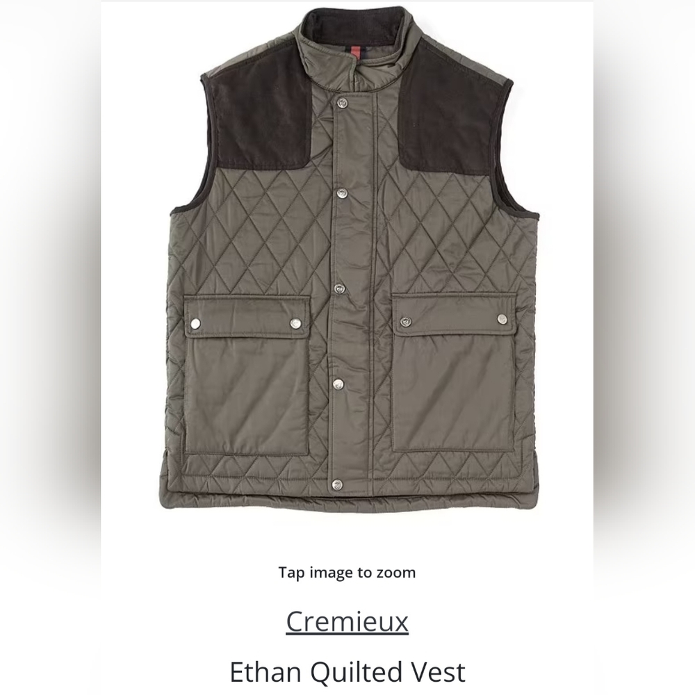 SOLD!!! $195 Daniel Cremieux Quilted Vest, Olive, Medium, NWT& Free Shipping